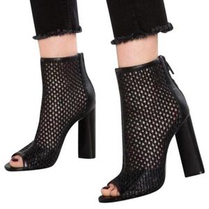 Black Galla Peep Toe Ankle Boots